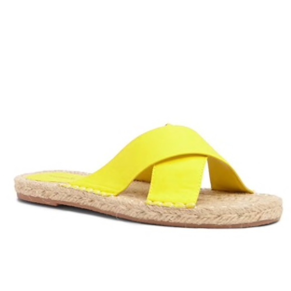 NWT Yellow Crisscross Strap Espadrille Sandals New